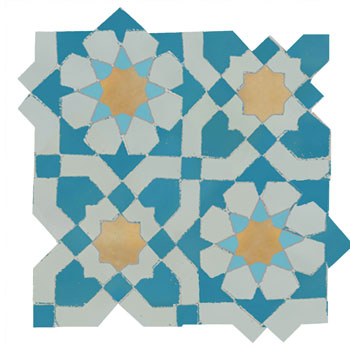 Mosaic House Moroccan tile Ketyani 23-30-13-32 Light Turquoise,   Turquoise,   celadon, celadon, green  Tan, beige, natural, terracotta   solid zellige, mosaic, zellij, field, pattern, glaze, classic, stars, intricate 